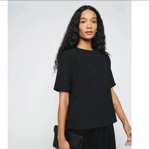 Reformation Silk Pocket Tee Shirt in Black Size L